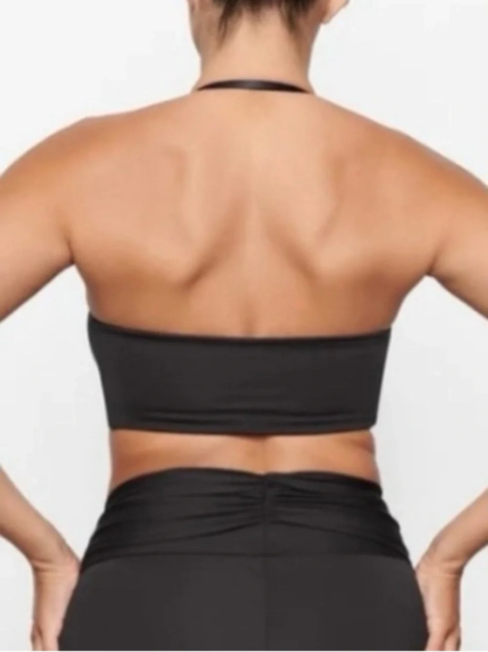 Skims NWT 2PC Onyx Bandeau Halter Bikini Top & High-Rise Bottoms Swimsuit M